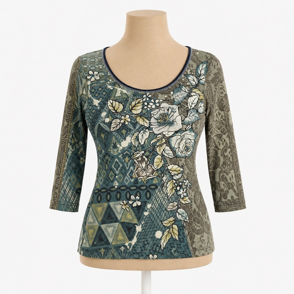 Vintage Y2K Vanilla Sugar Graphic Whimsigoth Top MP Green Grunge Punk Floral Emo